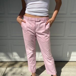 Vintage pink pants with fold down striped waistband